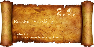 Reider Virág névjegykártya